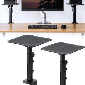 サンワダイレクト スピーカースタンド 卓上 クランプ 高さ29~40cm 角度調整可能 天板23×23cm 耐荷重10kg