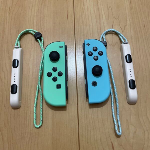 Nintendo Switch ジョイコン Joy-Con あつまれどうぶつの森カラー純正品 ストラップ付き