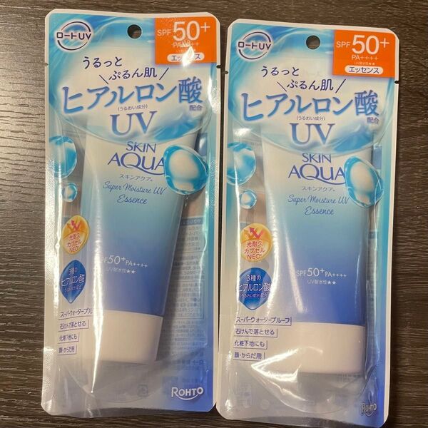 ロート製薬【SKIN AQUA】スキンアクア スーパーモイスチャーエッセンス SPF50+ PA++++ 80g×2袋 顔.体用