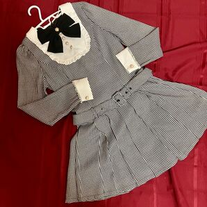 【新品タグ付き】アンクルージュ BIGリボン ベルトチェックワンピース M 黒