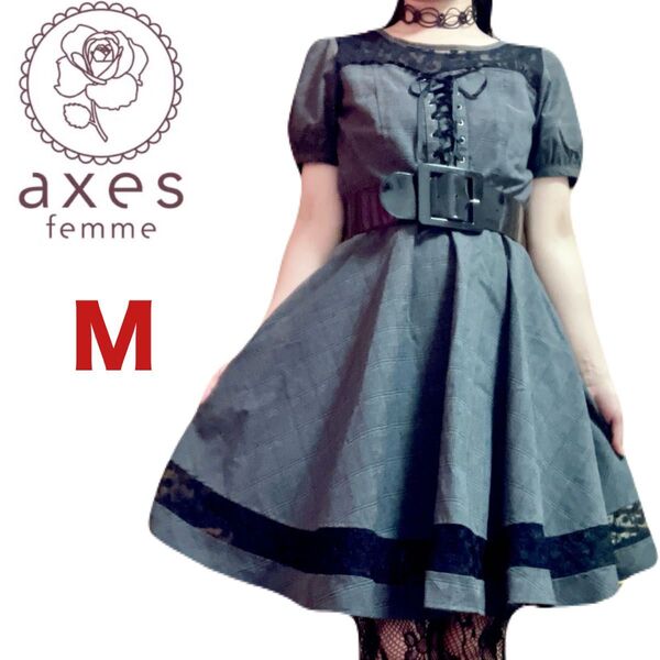 【美品】アクシーズファムポエティック 森ガール ロリータ リボンワンピース M