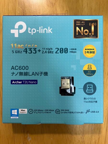 tp-link Archer T2U Nano 無線LAN子機 AC600 11AC/n/a 5Ghz 433Mbps wi-if