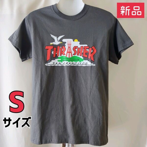 新品タグ付★THRASHER スラッシャー SAN FRANCISCO 半袖Tシャツ【Sサイズ】チャコールグレー サンフランシスコ