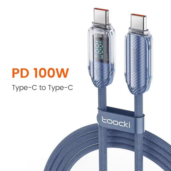 【新品未使用】2m Toocki PD100W対応 Type-C to Type-C 急速充電ケーブル ブルー