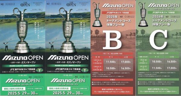 ミズノオープン 2025年観戦入場券【5/29・5/30予選ラウンド2枚+トーナメントコース体験プレー券2枚】