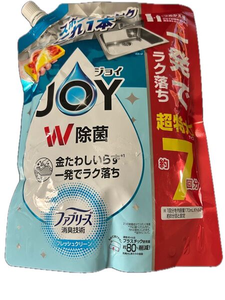 P&G JOYジョイW除菌 ファブリーズ消臭技術 フレッシュクリーン 詰替用 超特大サイズ 930ml 新品未開封品