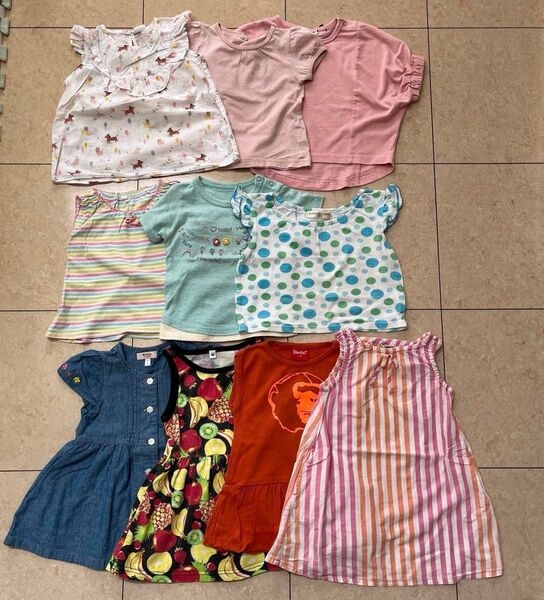 女の子 子供服 半袖カットソー Tシャツ ブラウス ノースリーブ ワンピース 10点セット