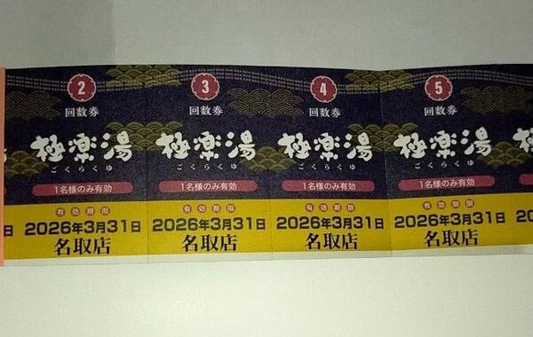 極楽湯 名取店 10枚 回数券