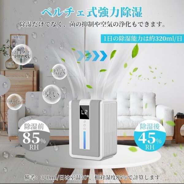 ペルチェ式 除湿機 小型 除湿器 除湿量320ml/日 衣類乾燥除湿機 梅雨 カビ 結露 除湿乾燥機 15畳対応 PSE認証