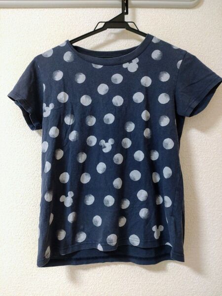 ユニクロ ミッキーマウス 水玉 Tシャツ ネイビー UNIQLO UT ディズニーコラボ Tシャツ S