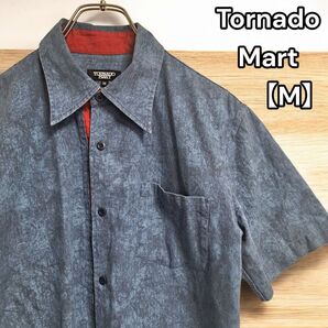 トルネードマート シャドー模様 半袖シャツ ボタンライン レッド M