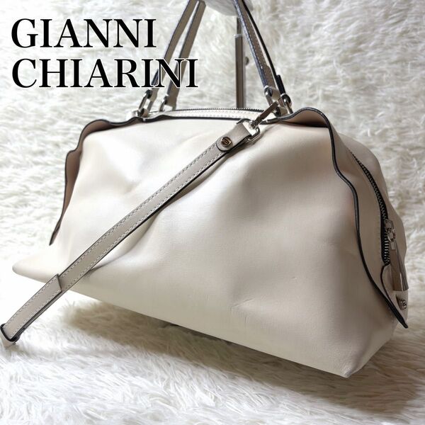 ジャンニキャリーニ GIANNI CHIARINI 2way ショルダーバッグ レザー トート A4 肩掛け 本革 ベージュ 希少