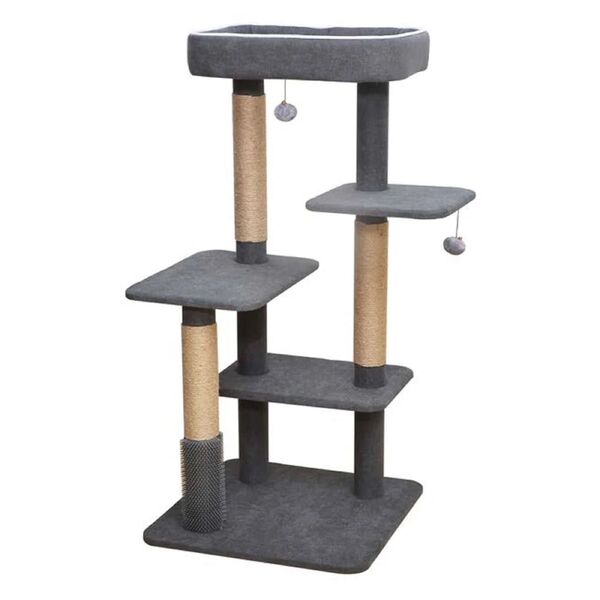 Cat グレー・モダン・キャットタワー・キャットツリー 木製 ペット用品