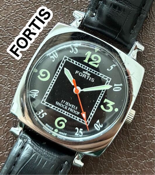 腕時計 FORTIS 機械式 手巻き メンズ腕時計 ブラック
