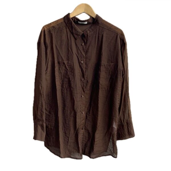 MURUA ムルーア シアー ロングシャツ 長袖 ブラウン 茶色 シースルー