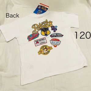 【新品】パウパトロール ワッペン Tシャツ ホワイト 120cm