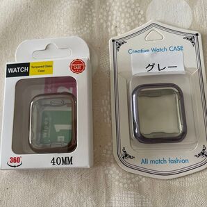 Apple Watchカバー 40mm 2点 グレー&ゴールド