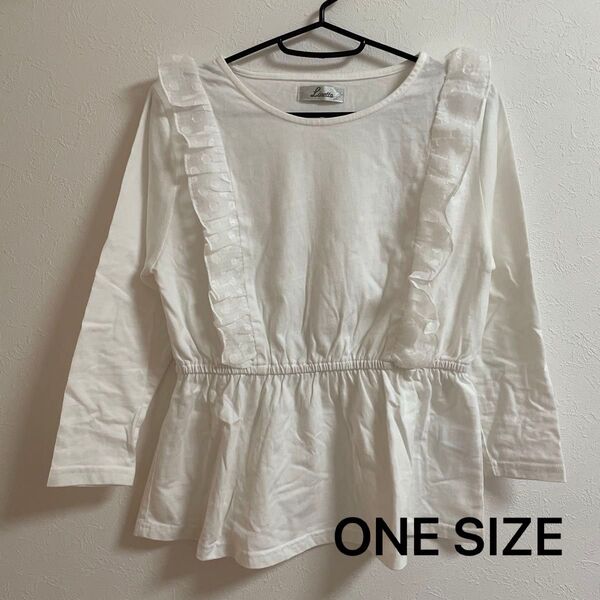 フリル付きペプラムカットソー ONE SIZE