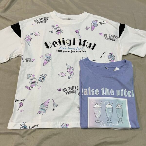 しまむら CLOSSHI Kids 半袖 Tシャツ 140cm 2枚セット 新品 未使用 女の子 女児 ラメ アイス パフェ