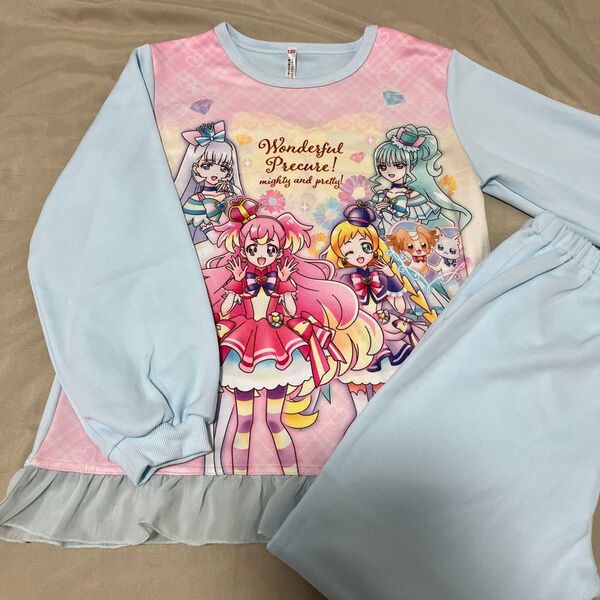 わんだふるぷりきゅあ 薄手 長袖 光るパジャマ パジャマ 130cm 新品 未使用 水色 プリキュア キュアニャミー リリアン