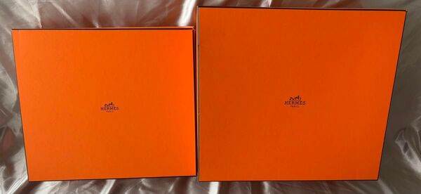 HERMES エルメス 空箱 095 1358 BOX オレンジ ボックス 空き箱 バッグ ヘリンボーン 2個セット