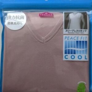 TOPVALU ピースフィット クール メンズ Vネック スリーブレスシャツ L サイズ ピンク