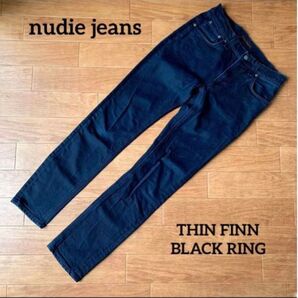 美品 nudie jeans THIN FINN BLACK RING w31