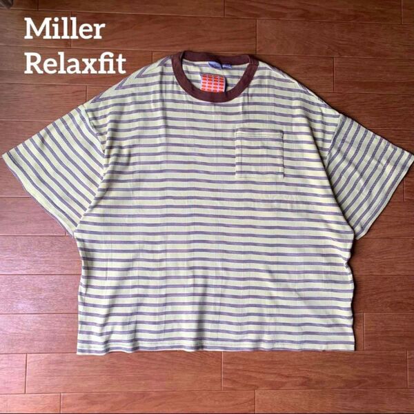 Miller × Relaxfit パネルリブ ボーダー Tシャツ