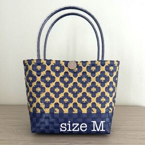 プラカゴ Mサイズ バイオレットxライトブラウン エコバッグ かごバッグ 温泉 PPバンドプラかご かごバッグ