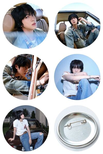 bts ジン 缶バッジ 5点 1500円 ピンバッジ 写真 韓国グッズ