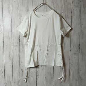 【未使用】白Tシャツ サイド紐付き レディース