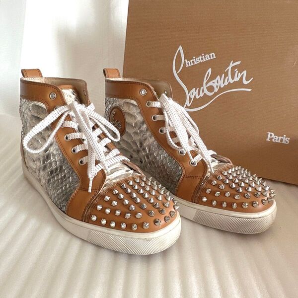 Christian Louboutin クリスチャンルブタン スパイクスタッズ ハイカット スニーカー フラットシューズ 極美品