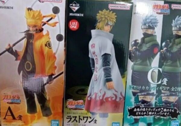 NARUTO一番くじ ナルト、カカシ写輪眼、カカシ通常、ミナト4体セット MASTERLISE