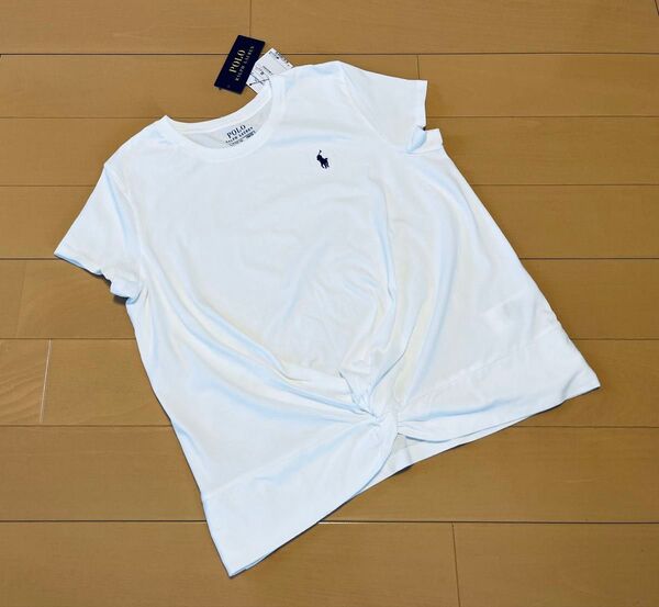 新品タグ付き POLO RALPH LAUREN ポロ ラルフローレン ロゴ 前結び 裾結び Tシャツ 150 ホワイト 白
