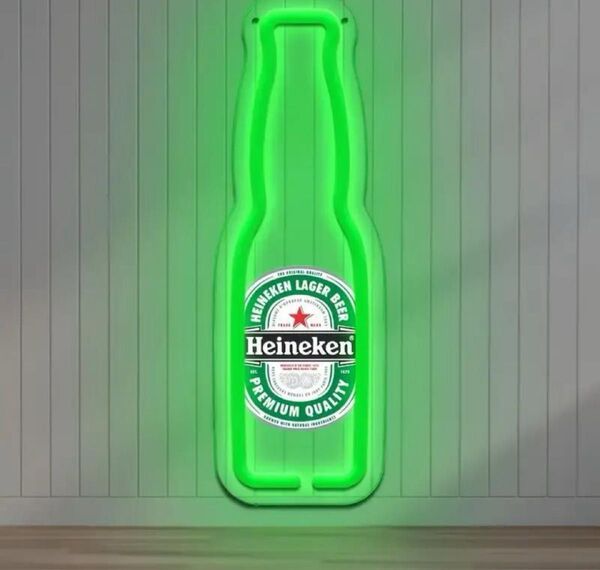 【輸入品】ハイネケンビールボトルネオンサイン - UVプリント、USB電源、バー