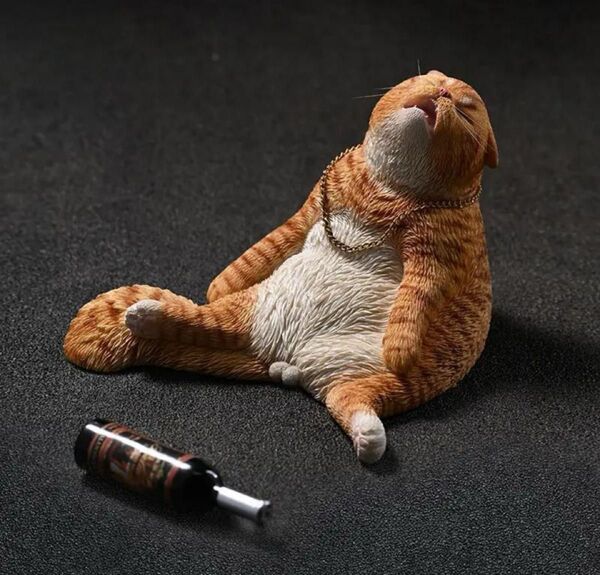 1/6サイズ 猫 酔っ払い猫 ネコ 動物 リアル フィギュア 樹脂猫 置物 インテリア