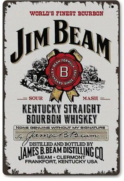 【輸入品】ブリキ看板/ジンビーム A4版 JIM BEAM ブリキ看板 バーボンウイスキー インテリア アメリカン雑貨