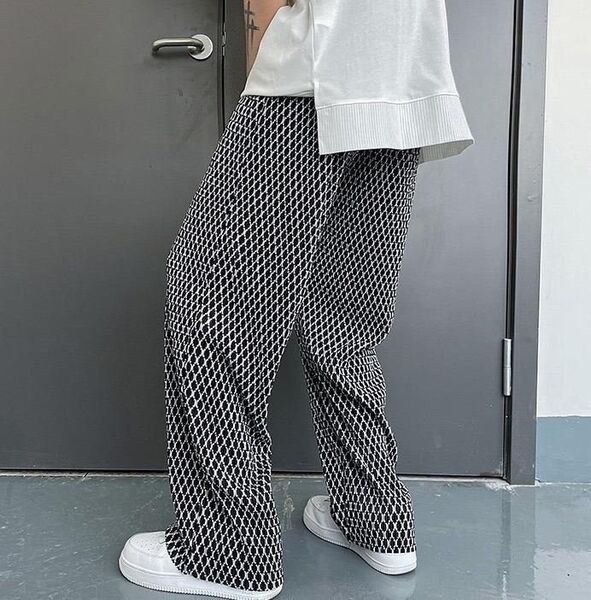 【残りわずか!】 ワイド シルエット 総柄 パンツ 黒 ストリート 2XL