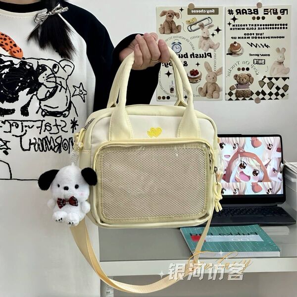 推しバッグ 推し活 痛バッグ 3Wayリュック・ショルダー マルチ 大容量収納 イエロー 缶バッジ オシャレ
