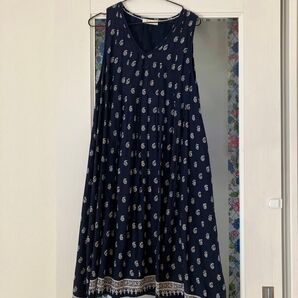 ノースリーブワンピース ネイビー 裏地あり 涼しい