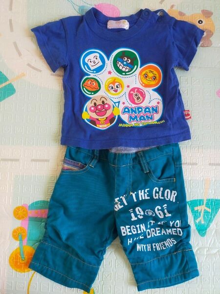 アンパンマン 半袖Tシャツ ハーフパンツ 男の子 上下セットサイズ80センチ
