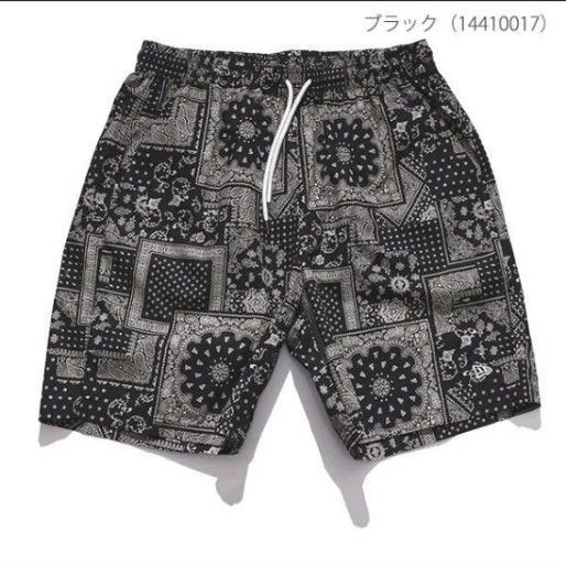 ニューエラ【NEW ERA】ウーブン ショートパンツ Floral Paisley ブラック フローラル ペイズリー XLサイズ