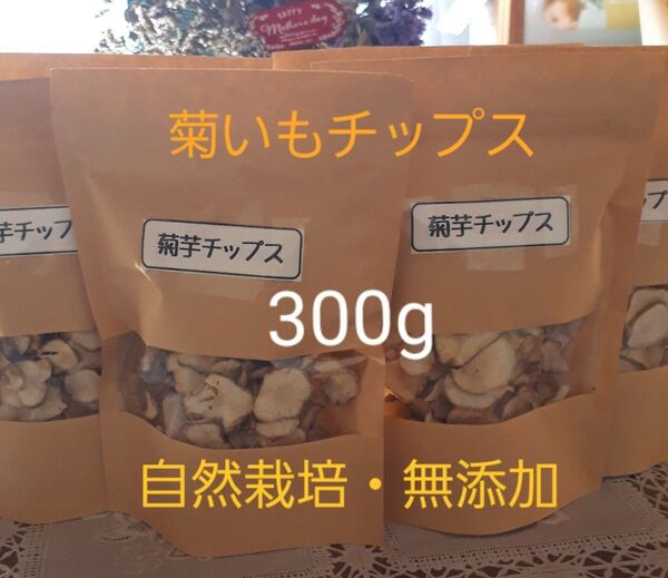 【送料無料】農薬・化学肥料不使用 自然栽培 菊いもチップス(乾燥菊いも)300g