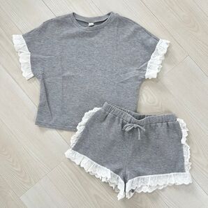 美品 SHEIN セットアップ グレー 女の子 レース キッズ