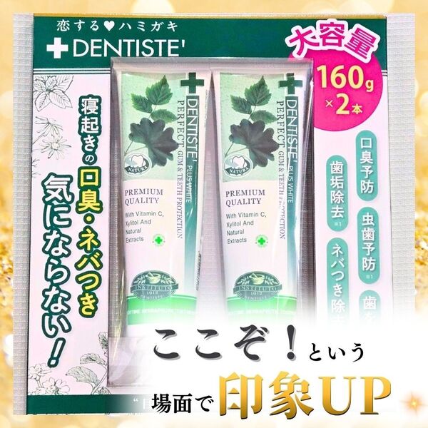 DENTISTE デンティス 歯磨き粉 大容量 歯みがき粉 恋するハミガキ 口臭予防 タバコ エチケット チューブ 160g 2本