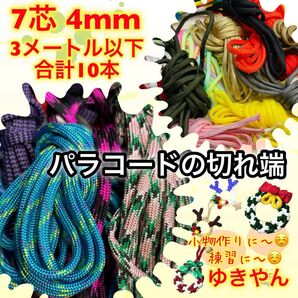 パラコード 7芯 4mm 3メートル以下 10本 手芸とアウトドアなど用