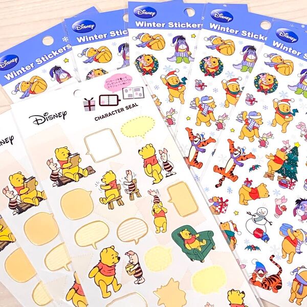 新品 Disney ディズニー くまのプーさん シール まとめ売り カミオジャパン クリスマス くま キャラクターシール
