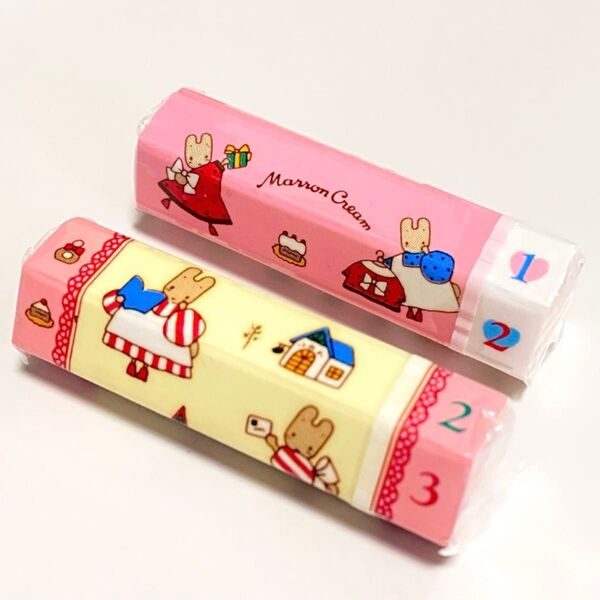 希少 新品sanrio サンリオ マロンクリーム 字消し 旧ロゴ 消しゴム 2個セット レトロ