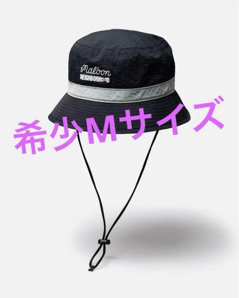 NEIGHBORHOOD X MALBON GOLF . BUCKET HAT ブラック バケットハット ネイバーフッド ゴルフ