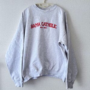 古着 スウェット トレーナー 刺繍 赤 レッド ロゴ メンズ レディース 霜降り